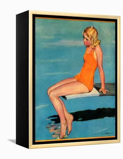 "Sitting on the Diving Board,"August 19, 1933-Penrhyn Stanlaws-Framed Premier Image Canvas