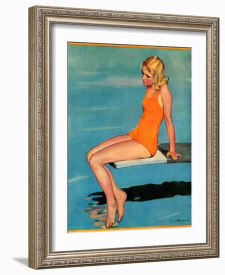 "Sitting on the Diving Board,"August 19, 1933-Penrhyn Stanlaws-Framed Giclee Print