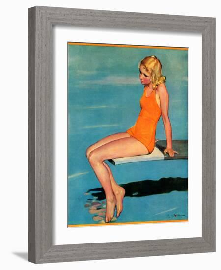 "Sitting on the Diving Board,"August 19, 1933-Penrhyn Stanlaws-Framed Giclee Print