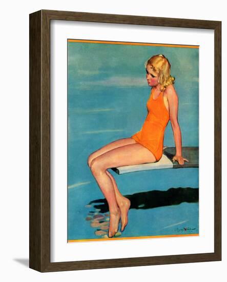 "Sitting on the Diving Board,"August 19, 1933-Penrhyn Stanlaws-Framed Giclee Print