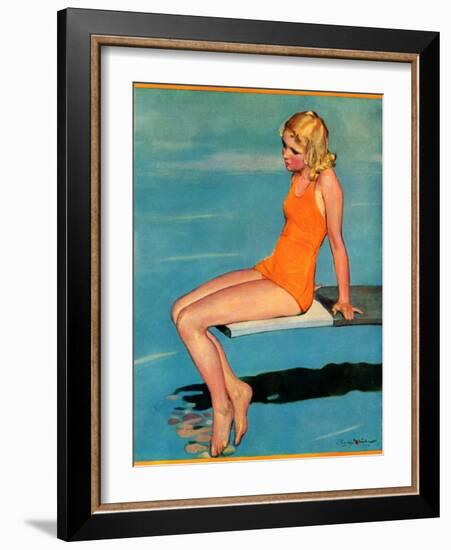 "Sitting on the Diving Board,"August 19, 1933-Penrhyn Stanlaws-Framed Giclee Print