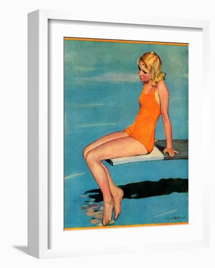 "Sitting on the Diving Board,"August 19, 1933-Penrhyn Stanlaws-Framed Giclee Print