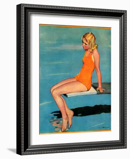 "Sitting on the Diving Board,"August 19, 1933-Penrhyn Stanlaws-Framed Giclee Print