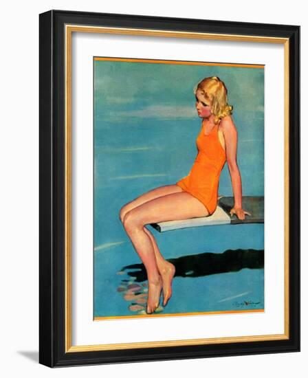 "Sitting on the Diving Board,"August 19, 1933-Penrhyn Stanlaws-Framed Giclee Print