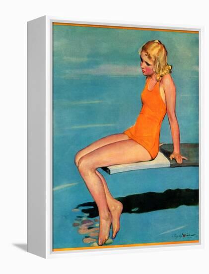 "Sitting on the Diving Board,"August 19, 1933-Penrhyn Stanlaws-Framed Premier Image Canvas