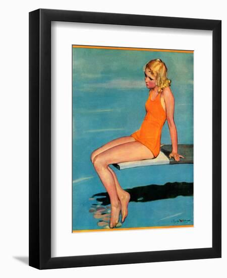 "Sitting on the Diving Board,"August 19, 1933-Penrhyn Stanlaws-Framed Giclee Print