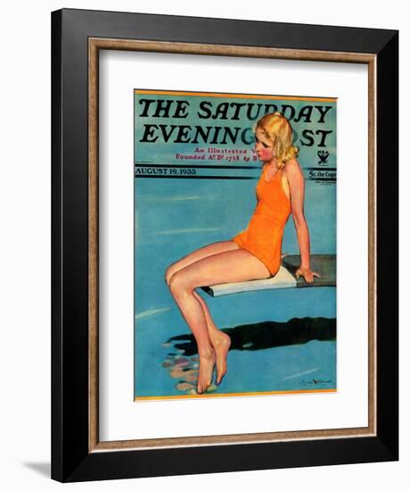 "Sitting on the Diving Board," Saturday Evening Post Cover, August 19, 1933-Penrhyn Stanlaws-Framed Giclee Print