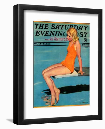 "Sitting on the Diving Board," Saturday Evening Post Cover, August 19, 1933-Penrhyn Stanlaws-Framed Giclee Print