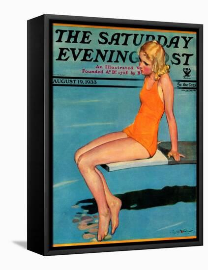 "Sitting on the Diving Board," Saturday Evening Post Cover, August 19, 1933-Penrhyn Stanlaws-Framed Premier Image Canvas