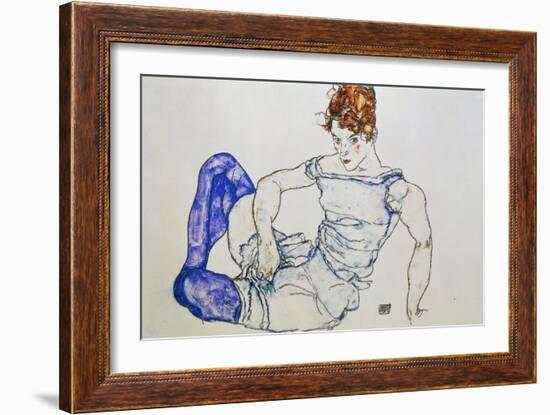 Sitzende Frau Mit Violetten Struempfen, 1917-Egon Schiele-Framed Giclee Print