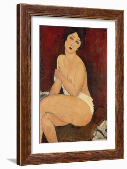 Sitzender Akt Auf Einem Diwan (Oder: La Belle Romaine), 1917-Amedeo Modigliani-Framed Giclee Print