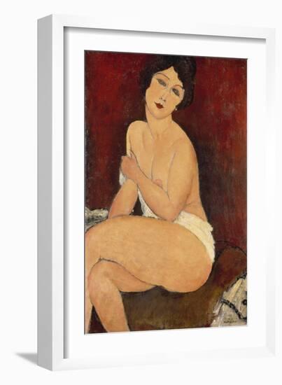 Sitzender Akt Auf Einem Diwan (Oder: La Belle Romaine), 1917-Amedeo Modigliani-Framed Giclee Print