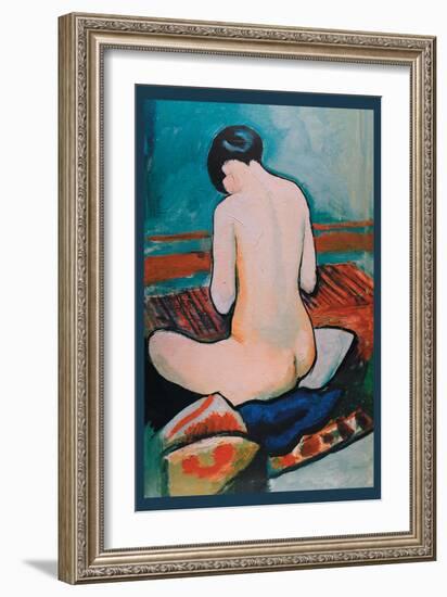 Sitzender Akt Auf Kissen-Auguste Macke-Framed Art Print