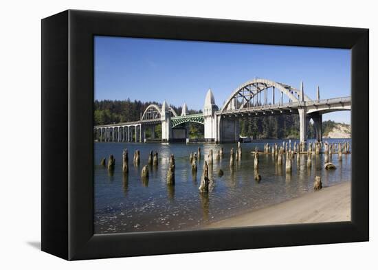 Siuslaw River Bridge, Built in 1936, on Highway 101, Florence, Oregon, USA-Jamie & Judy Wild-Framed Premier Image Canvas