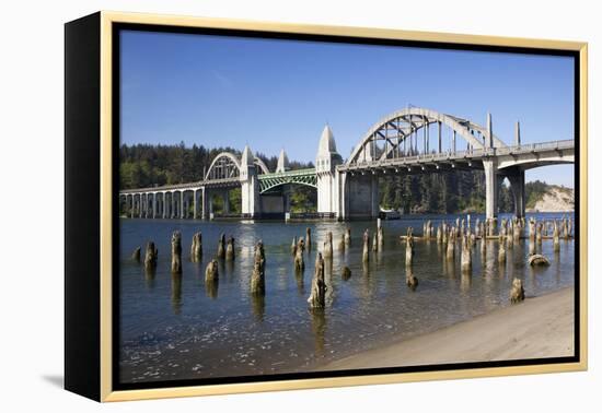 Siuslaw River Bridge, Built in 1936, on Highway 101, Florence, Oregon, USA-Jamie & Judy Wild-Framed Premier Image Canvas
