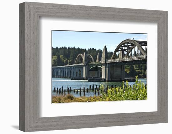 Siuslaw River Bridge, Old Town, Florence, Oregon, USA.-Michel Hersen-Framed Photographic Print