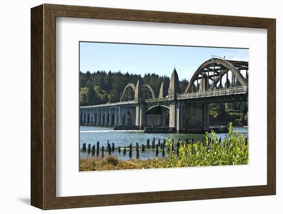 Siuslaw River Bridge, Old Town, Florence, Oregon, USA.-Michel Hersen-Framed Photographic Print