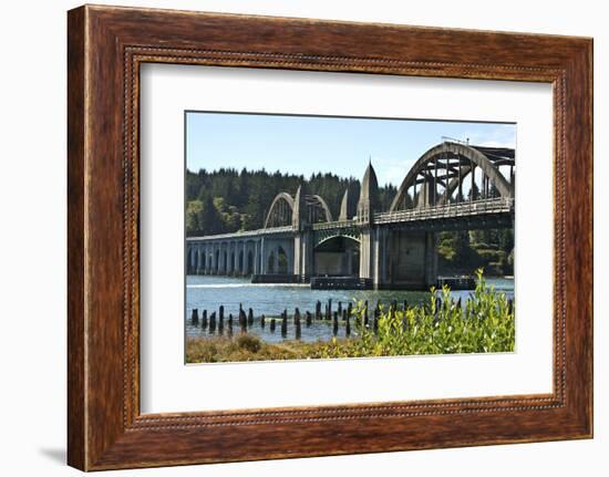 Siuslaw River Bridge, Old Town, Florence, Oregon, USA.-Michel Hersen-Framed Photographic Print