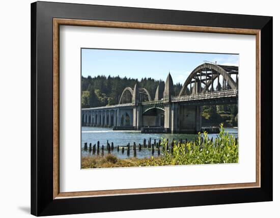 Siuslaw River Bridge, Old Town, Florence, Oregon, USA.-Michel Hersen-Framed Photographic Print