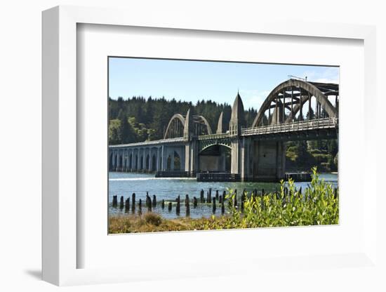 Siuslaw River Bridge, Old Town, Florence, Oregon, USA.-Michel Hersen-Framed Photographic Print