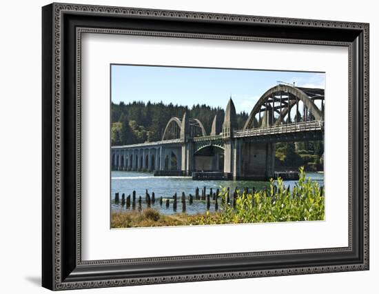 Siuslaw River Bridge, Old Town, Florence, Oregon, USA.-Michel Hersen-Framed Photographic Print