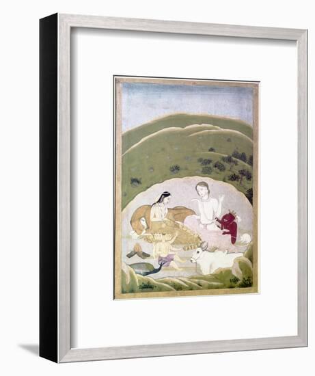 Siva and Parvati with their children, Ganesh and Karttikgya on Mount Kailash, c1745-Unknown-Framed Giclee Print