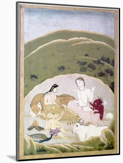 Siva and Parvati with their children, Ganesh and Karttikgya on Mount Kailash, c1745-Unknown-Mounted Giclee Print