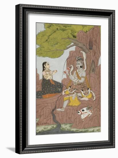 Siva vénéré par Parvati sur le mont Kailasha-null-Framed Giclee Print