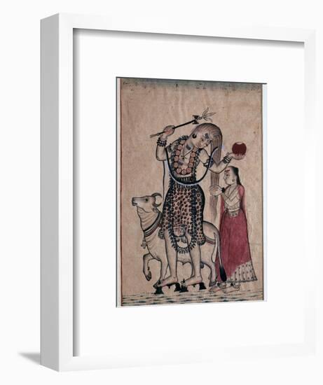 Siva with the bull, Nandi, followed by his consort Parvati, 18th century. Artist: Unknown-Unknown-Framed Giclee Print