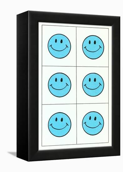 Six Blue Happy Faces-null-Framed Stretched Canvas