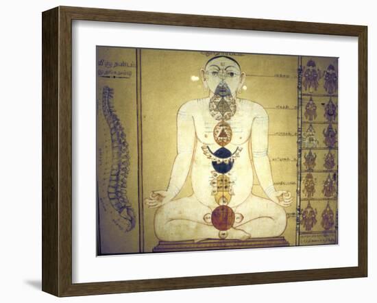 Six Chakras Representing the Plexuses of the Human Body, Tanjore, Tamil Nadu, C1850-null-Framed Giclee Print