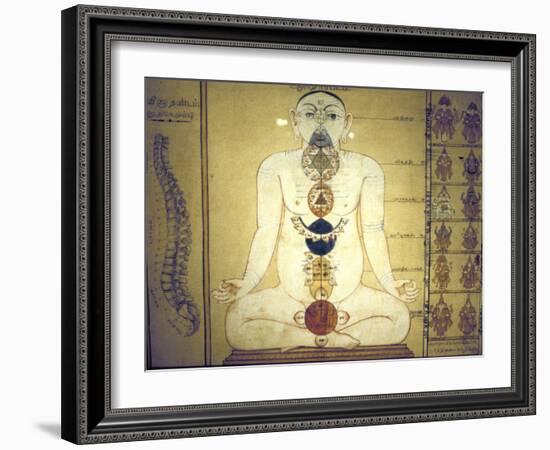 Six Chakras Representing the Plexuses of the Human Body, Tanjore, Tamil Nadu, C1850-null-Framed Giclee Print