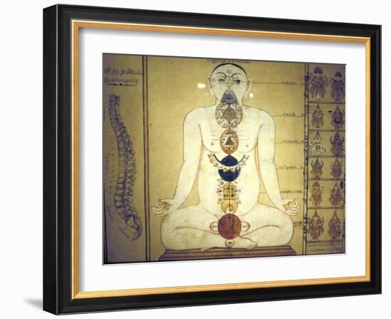 Six Chakras Representing the Plexuses of the Human Body, Tanjore, Tamil Nadu, C1850-null-Framed Giclee Print