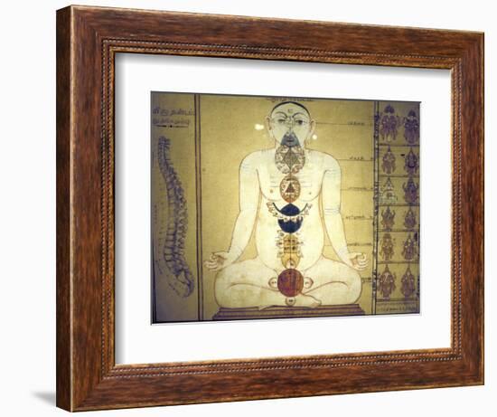 Six Chakras Representing the Plexuses of the Human Body, Tanjore, Tamil Nadu, C1850-null-Framed Giclee Print