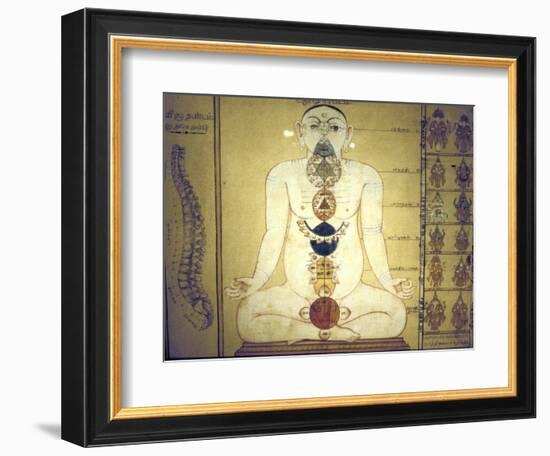 Six Chakras Representing the Plexuses of the Human Body, Tanjore, Tamil Nadu, C1850-null-Framed Giclee Print