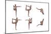 Six Different Views of Dancer Yoga Pose Showing Female Musculature-null-Mounted Art Print