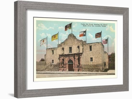 Six Flags on the Alamo, San Antonio, Texas-null-Framed Art Print