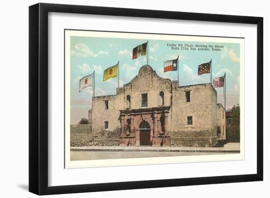 Six Flags on the Alamo, San Antonio, Texas-null-Framed Art Print