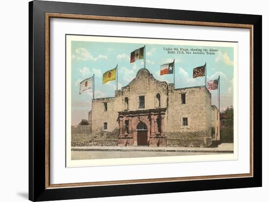 Six Flags on the Alamo, San Antonio, Texas-null-Framed Art Print