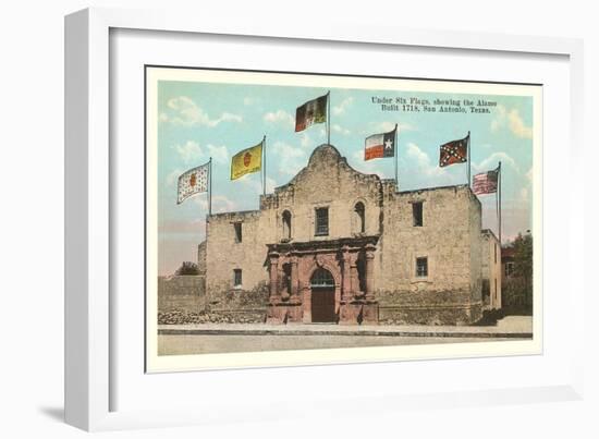 Six Flags on the Alamo, San Antonio, Texas-null-Framed Art Print