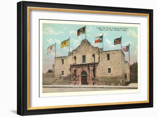 Six Flags on the Alamo, San Antonio, Texas-null-Framed Art Print