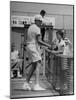 Six Foot Five Neal Wall, Giving a Congratulating Handshake to Winner Ronald Schoenberg-Allan Grant-Mounted Photographic Print