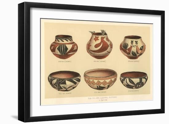 Six Laguna Pueblo Pots-null-Framed Art Print