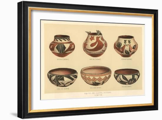 Six Laguna Pueblo Pots-null-Framed Art Print