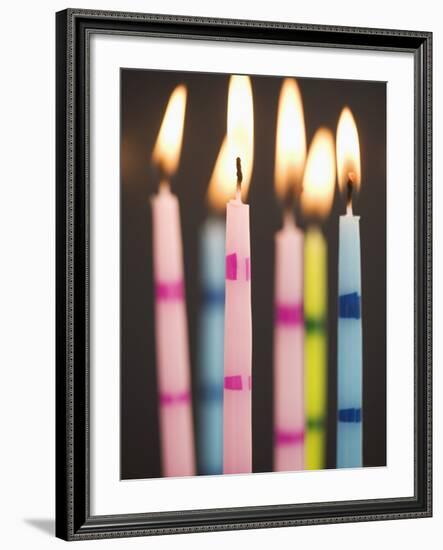 Six Lit Birthday Candles-Tom Grill-Framed Photographic Print