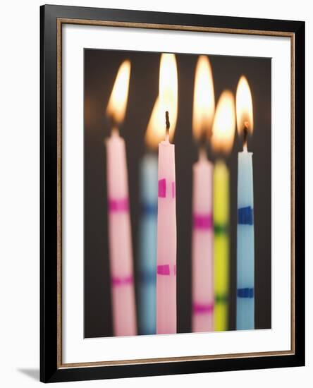 Six Lit Birthday Candles-Tom Grill-Framed Photographic Print