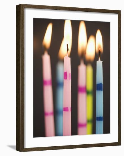 Six Lit Birthday Candles-Tom Grill-Framed Photographic Print