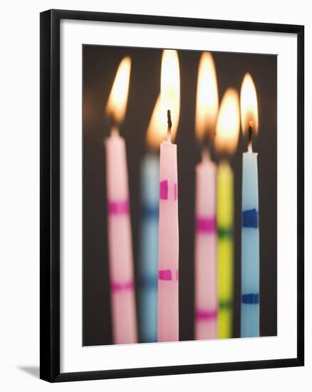 Six Lit Birthday Candles-Tom Grill-Framed Photographic Print