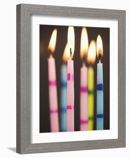 Six Lit Birthday Candles-Tom Grill-Framed Photographic Print