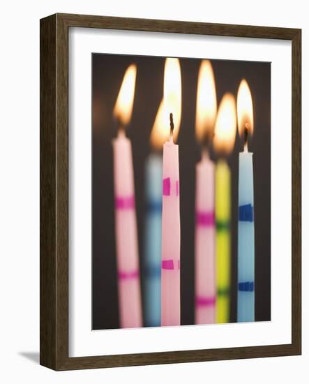 Six Lit Birthday Candles-Tom Grill-Framed Photographic Print